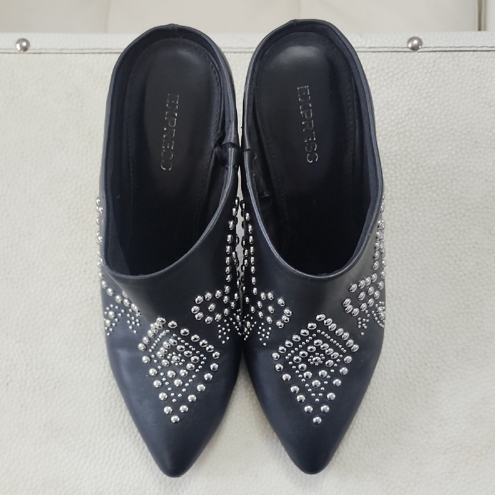 Expree Black Studded Mules. Gently Used.